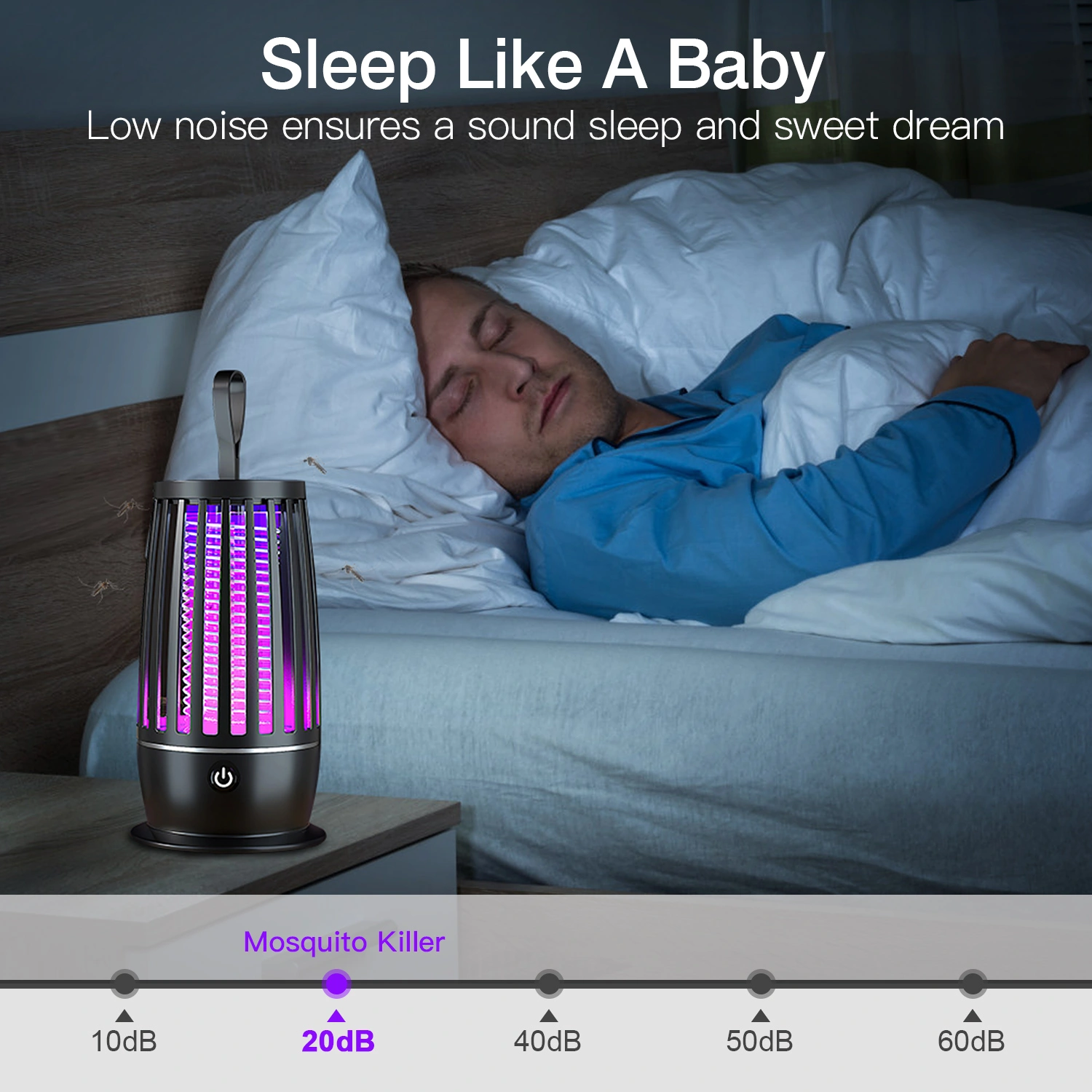 Rechargeable Mosquito Killer Lamp with Night Light, UV Bug Zapper & Strap, 1615 sq ft Range for Indoor Outdoor Use view 6