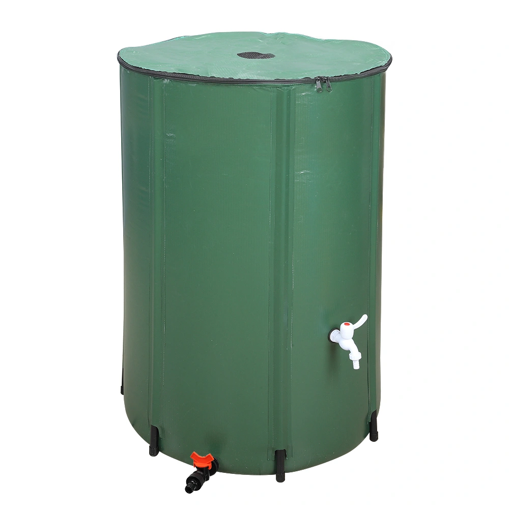 132 Gallon Folding Rain Barrel Water Collector - Green Foldable Outdoor Water Storage Tank for Garden & Yard