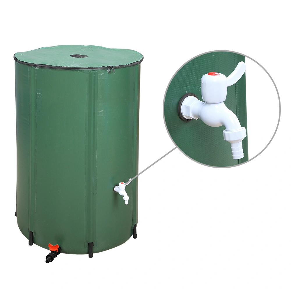 132 Gallon Folding Rain Barrel Water Collector - Green Foldable Outdoor Water Storage Tank for Garden & Yard view 3