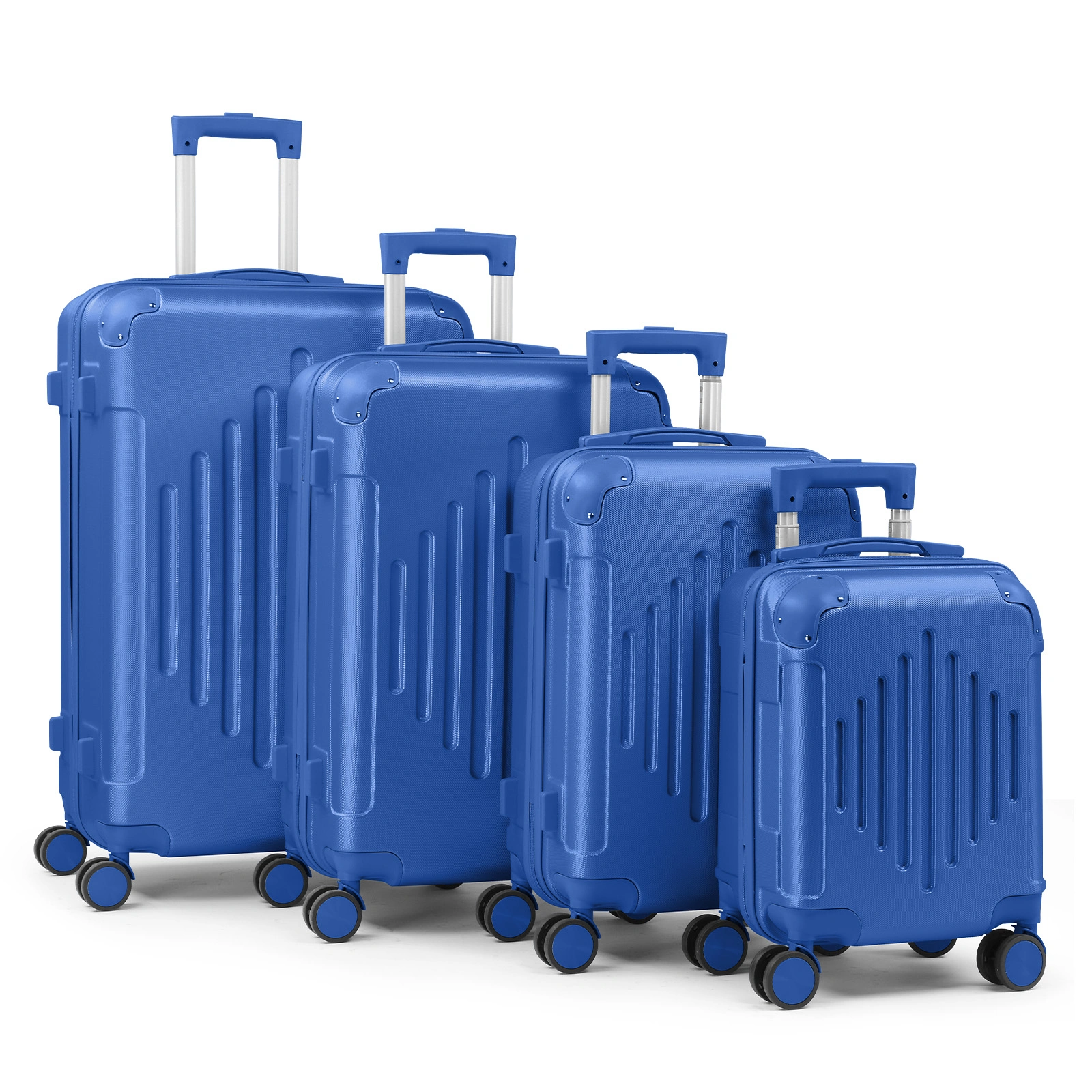 4-Piece Premium ABS Luggage Set, Diamond Pattern, Non-TSA Locks, Navy Blue