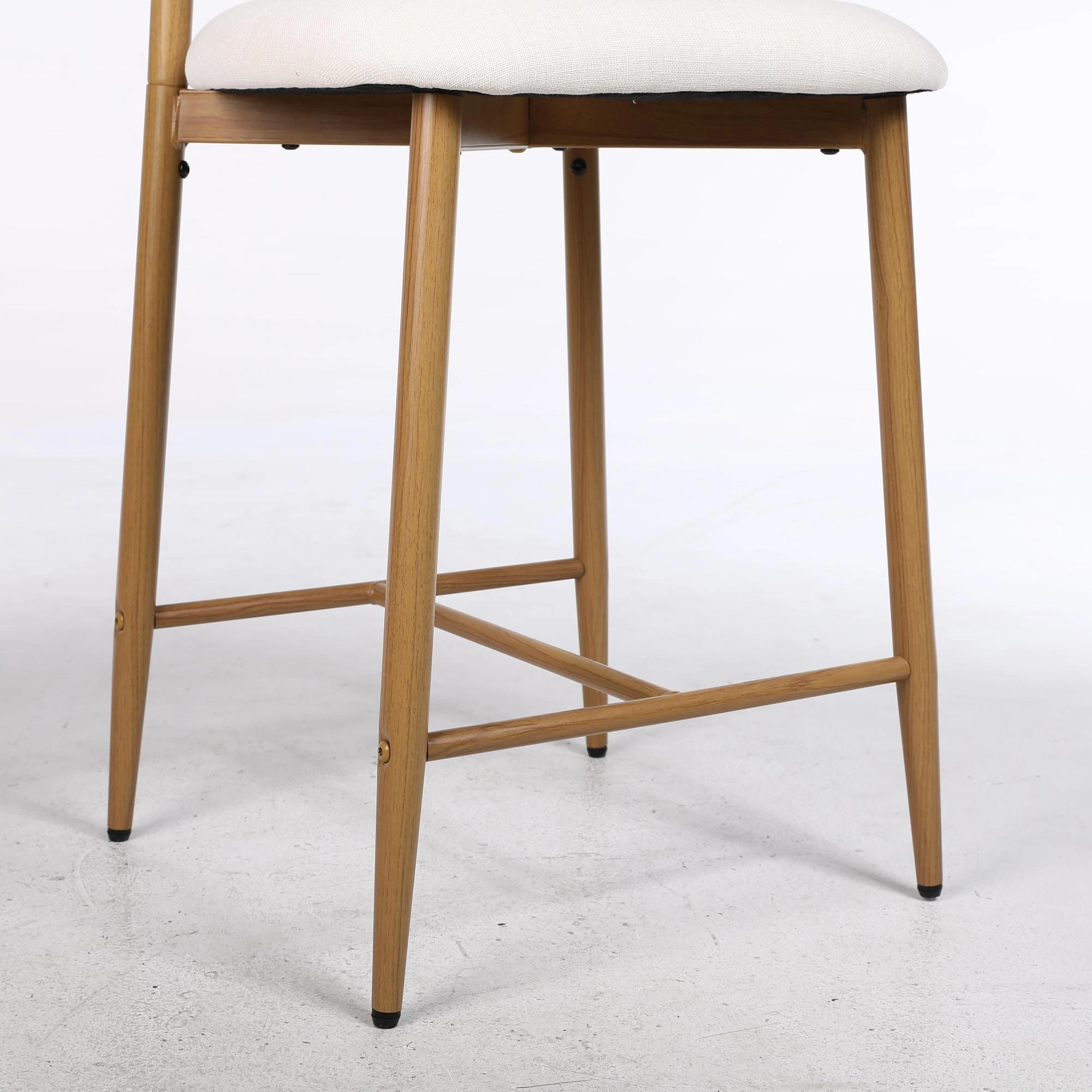 Counter Height Bar Stools Set of 2, Upholstered Modern Barstools with Metal Legs for Kitchen Island Dining Room, Beige view 13