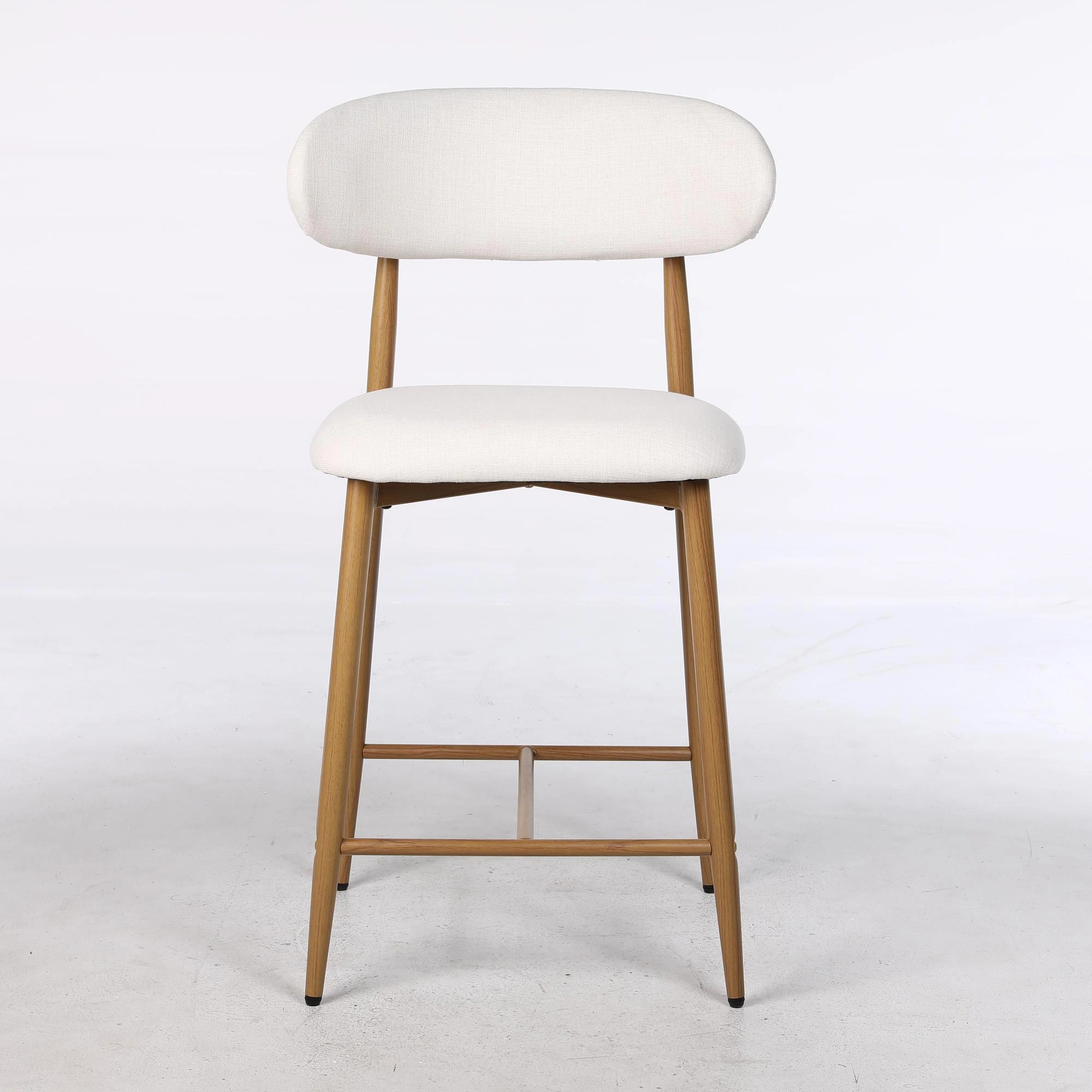 Counter Height Bar Stools Set of 2, Upholstered Modern Barstools with Metal Legs for Kitchen Island Dining Room, Beige view 4