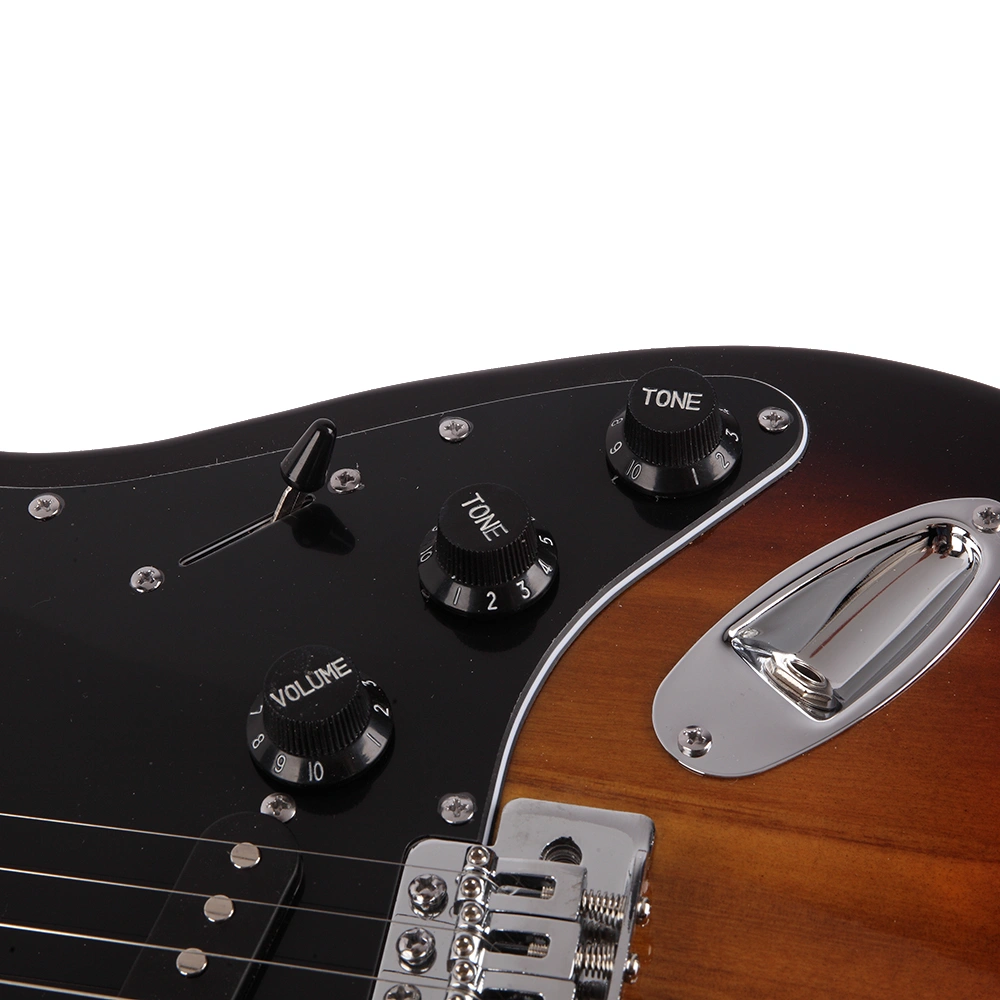 ST Stylish Electric Guitar with Black Pickguard Golden view 10