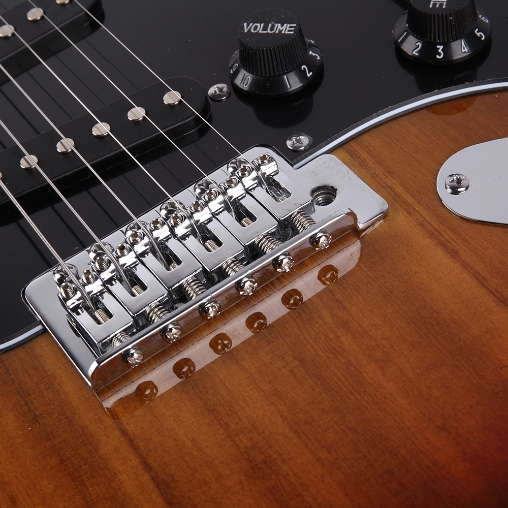 ST Stylish Electric Guitar with Black Pickguard Golden view 19