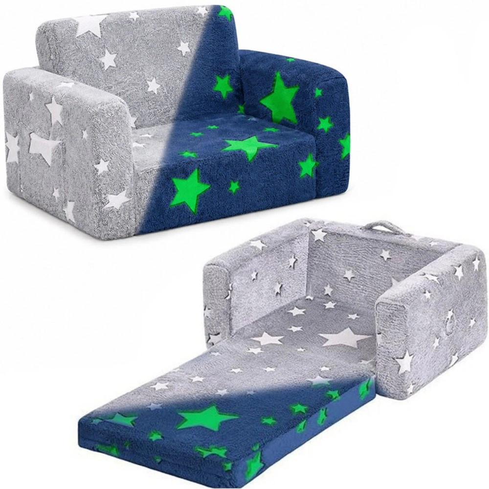 2-in-1 Convertible Toddler Sofa Bed, Fold-Out with Washable Cover & Glowing Star view 4