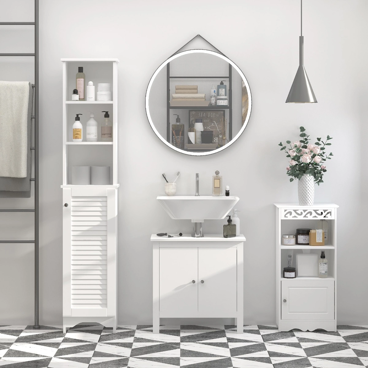 Bathroom Cabinet Wall Mounted Storage Organizer - Compact Vanity Shelf for Small Spaces