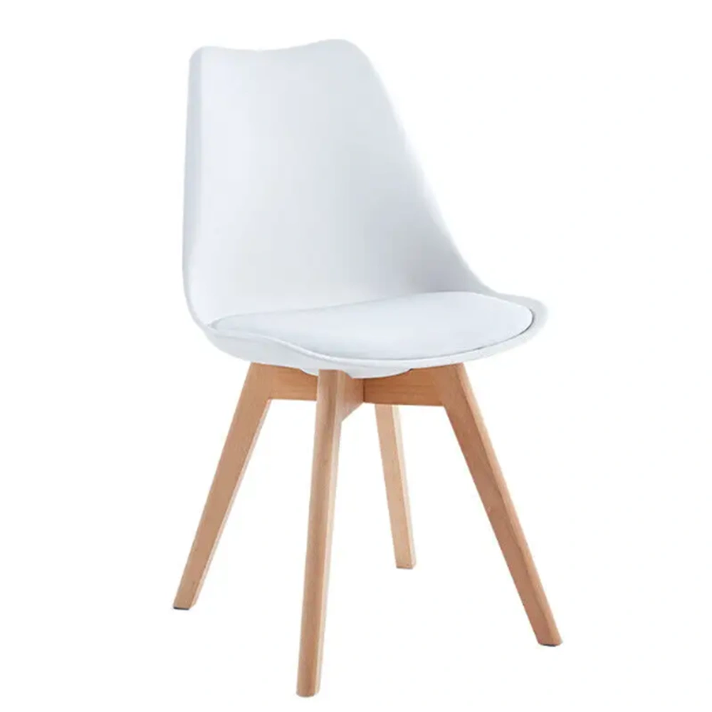 Modern PP Plastic Dining Chair with Solid Wood Legs, Nordic Style Kitchen Chair, Contemporary Design