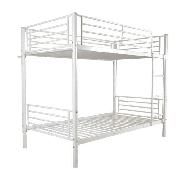 [Same Code:38354706]Iron Bed Bunk Bed with Ladder for Kids Twin Size White view 3