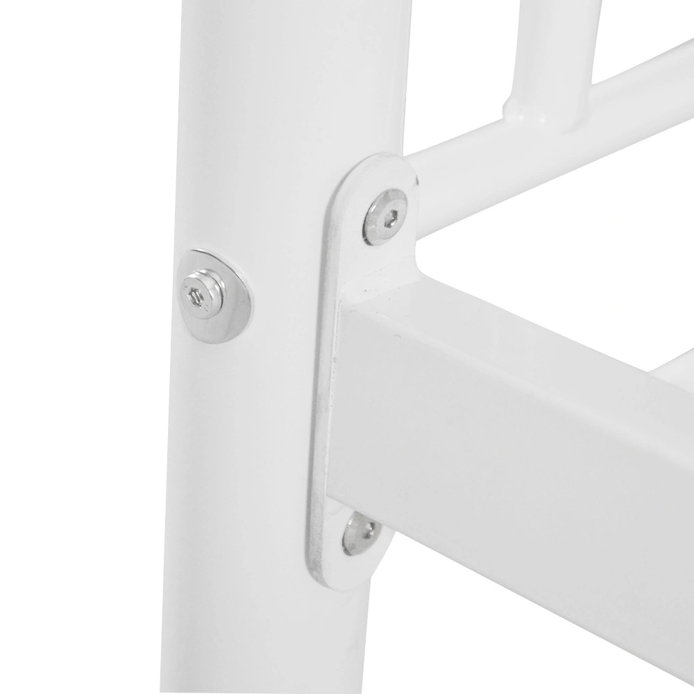 Iron Bed Bunk Bed with Ladder for Kids Twin Size White view 12