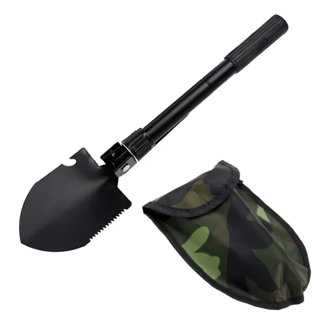 Folding Shovel Portable Camping Shovel with Compass, Multi-Function Survival Tool, LKW Mounted Engineering Shovel for Outdoor, Self-Defense with Storage Bag