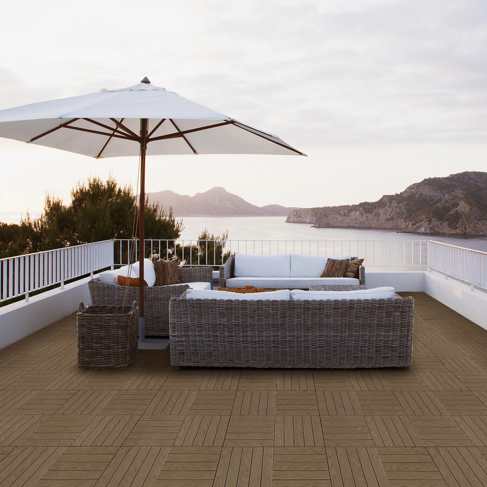 Plastic Interlocking Deck Tiles, 27 Pack, 11.8"x11.8" Waterproof Flooring Tiles for Indoor and Outdoor, Patio Floor Decking Tiles for Porch Poolside Balcony Backyard view 13