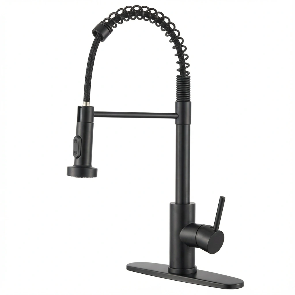Industrial Kitchen Faucet Pull Down Sprayer 1 Handle Sink Tap 1 or 3 Hole Farmhouse RV Camper Laundry Wet Bar Utility Sink
