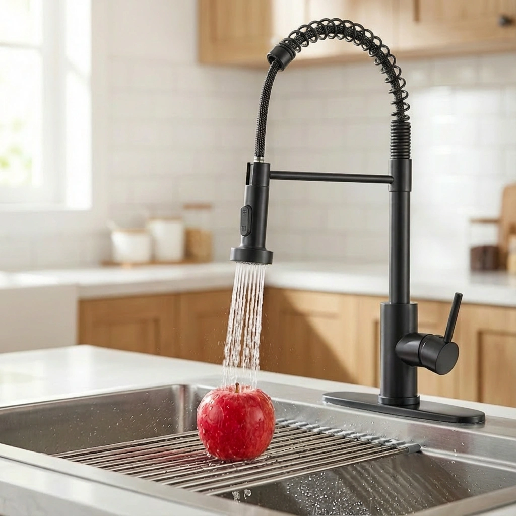 Industrial Kitchen Faucet Pull Down Sprayer 1 Handle Sink Tap 1 or 3 Hole Farmhouse RV Camper Laundry Wet Bar Utility Sink view 5