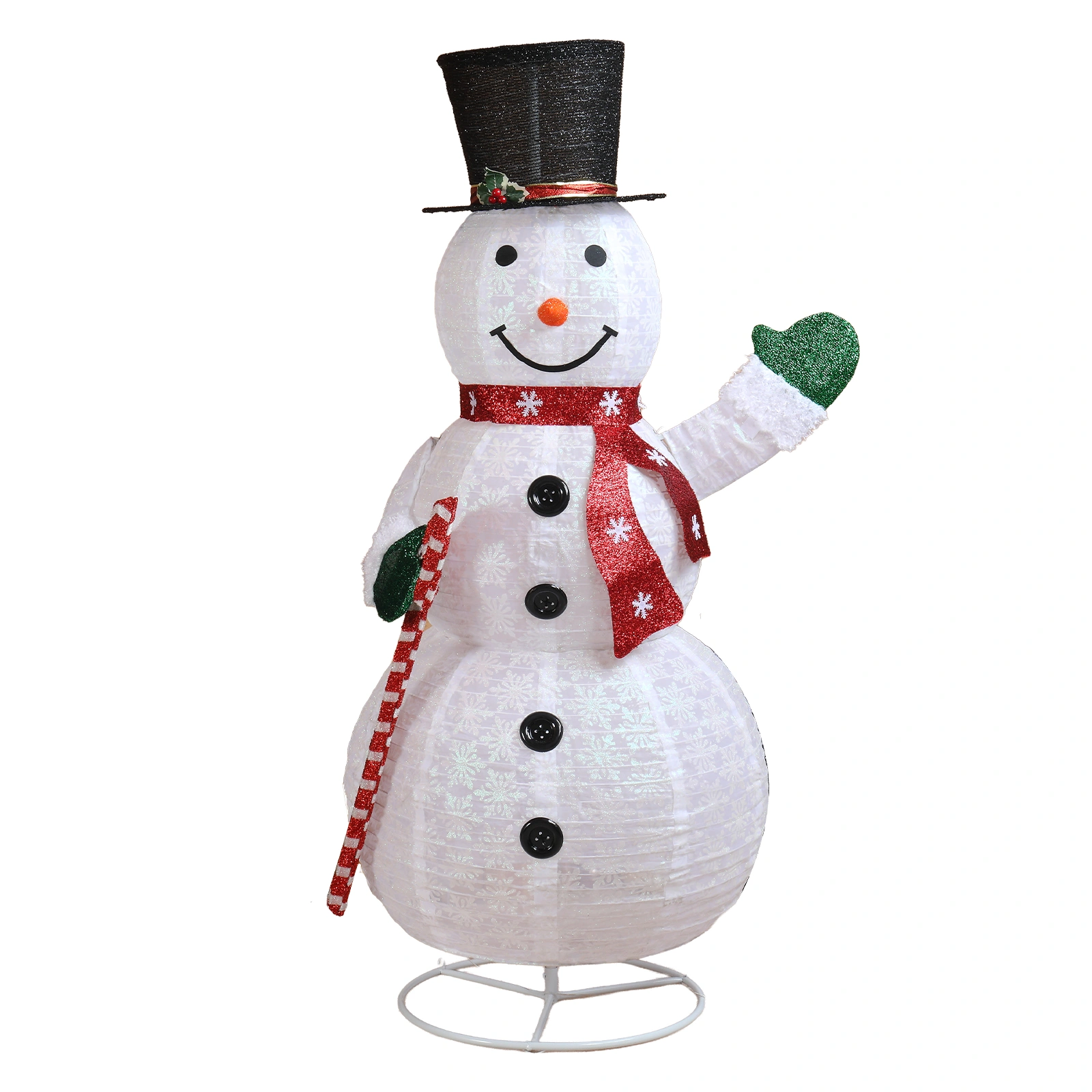 5.7FT Pre-Lit Snowman Yard Decoration with 210 White LEDs, Holding Candy