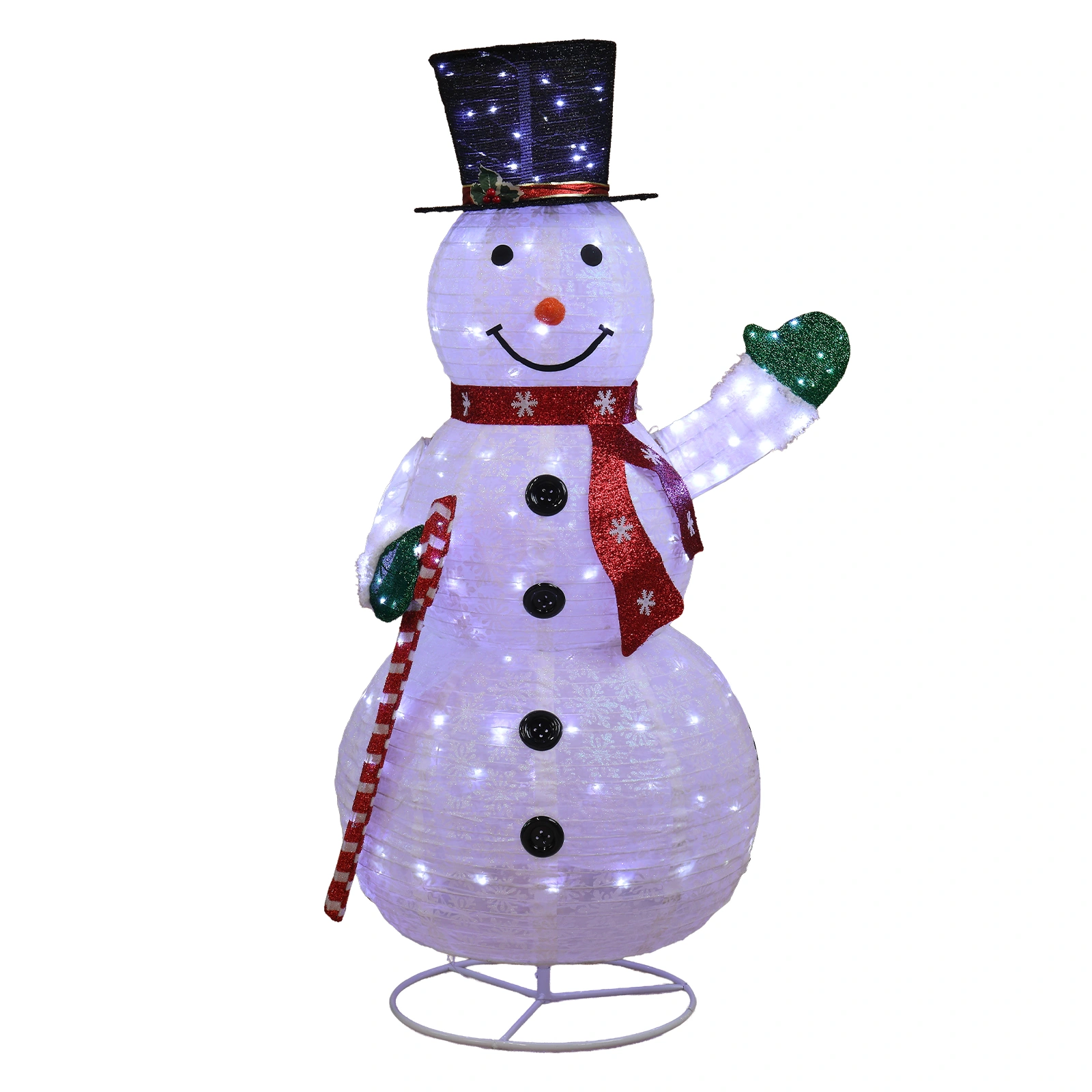 5.7FT Pre-Lit Snowman Yard Decoration with 210 White LEDs, Holding Candy view 2