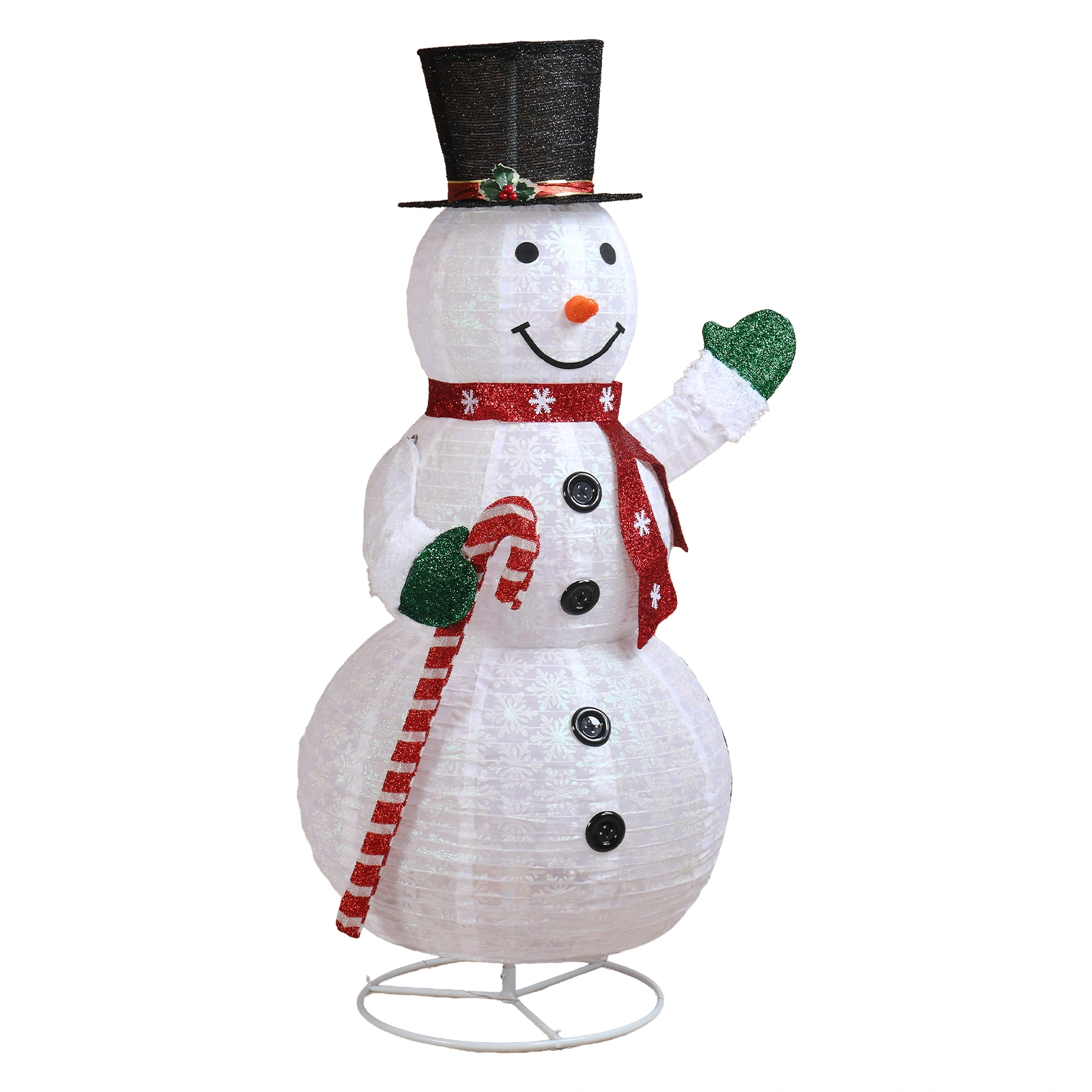 5.7FT Pre-Lit Snowman Yard Decoration with 210 White LEDs, Holding Candy view 3