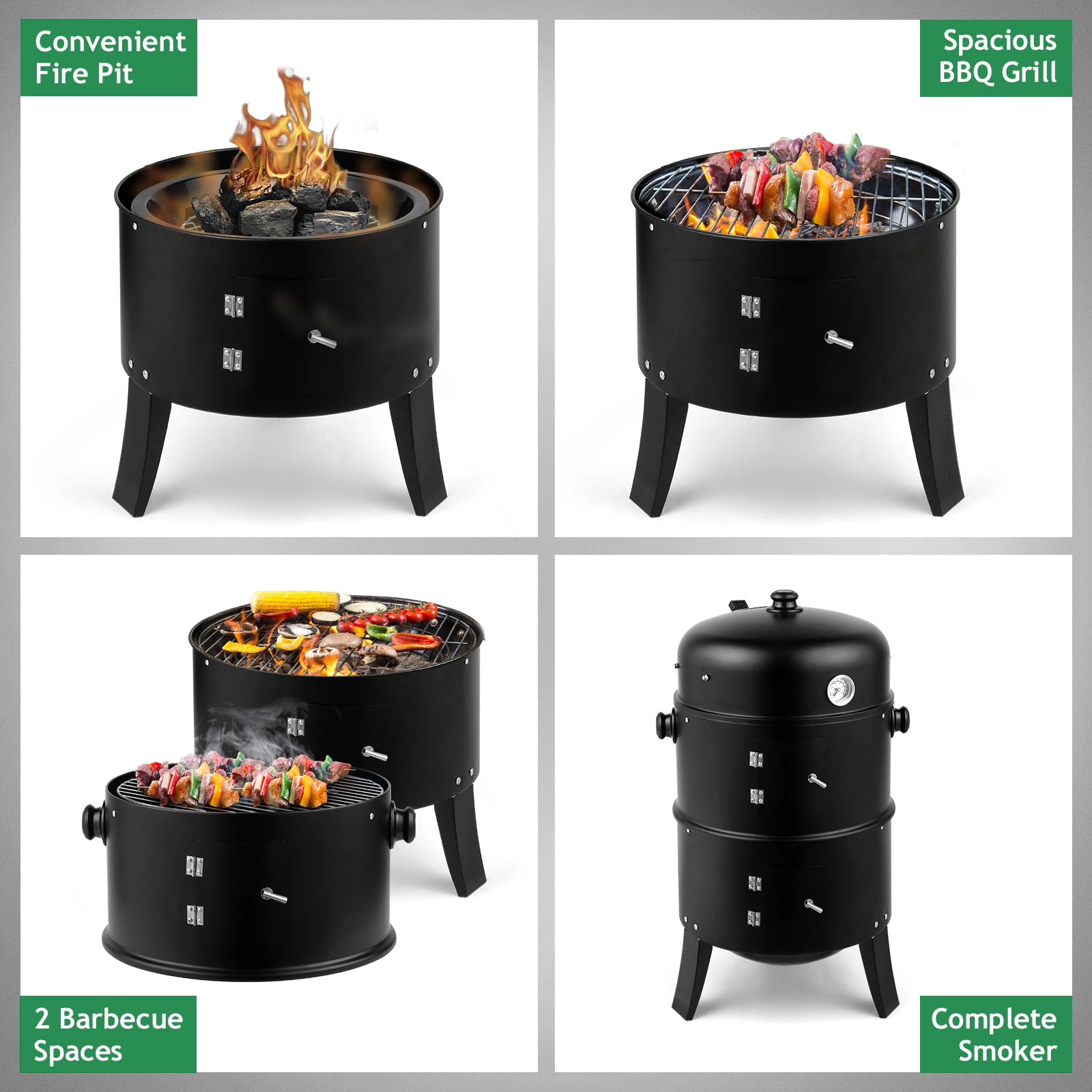 80*41*48cm Iron Spray Smoker Carbon Grill Black view 14