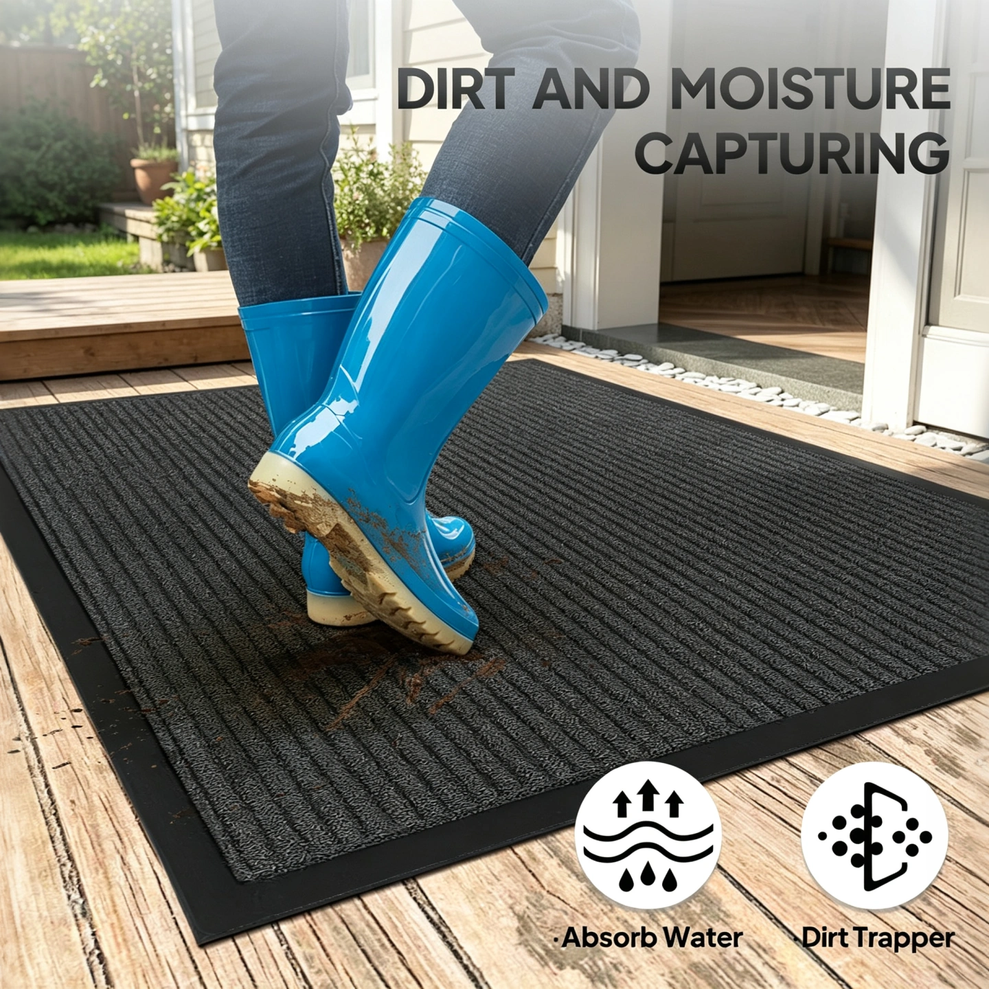Heavy Duty Commercial Entrance Mat Dark Gray PVC Composite Floor Protector 90x150x0.7cm Extra Long Indoor Outdoor Anti-Slip Door Mat view 6