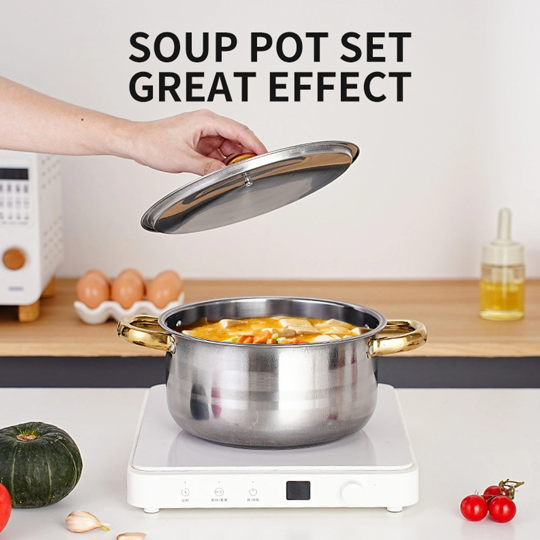 12-Piece Stainless Steel Saucepan Cookware Set with Lids & Spatula - Non-Stick Cooking Pots Kit view 10