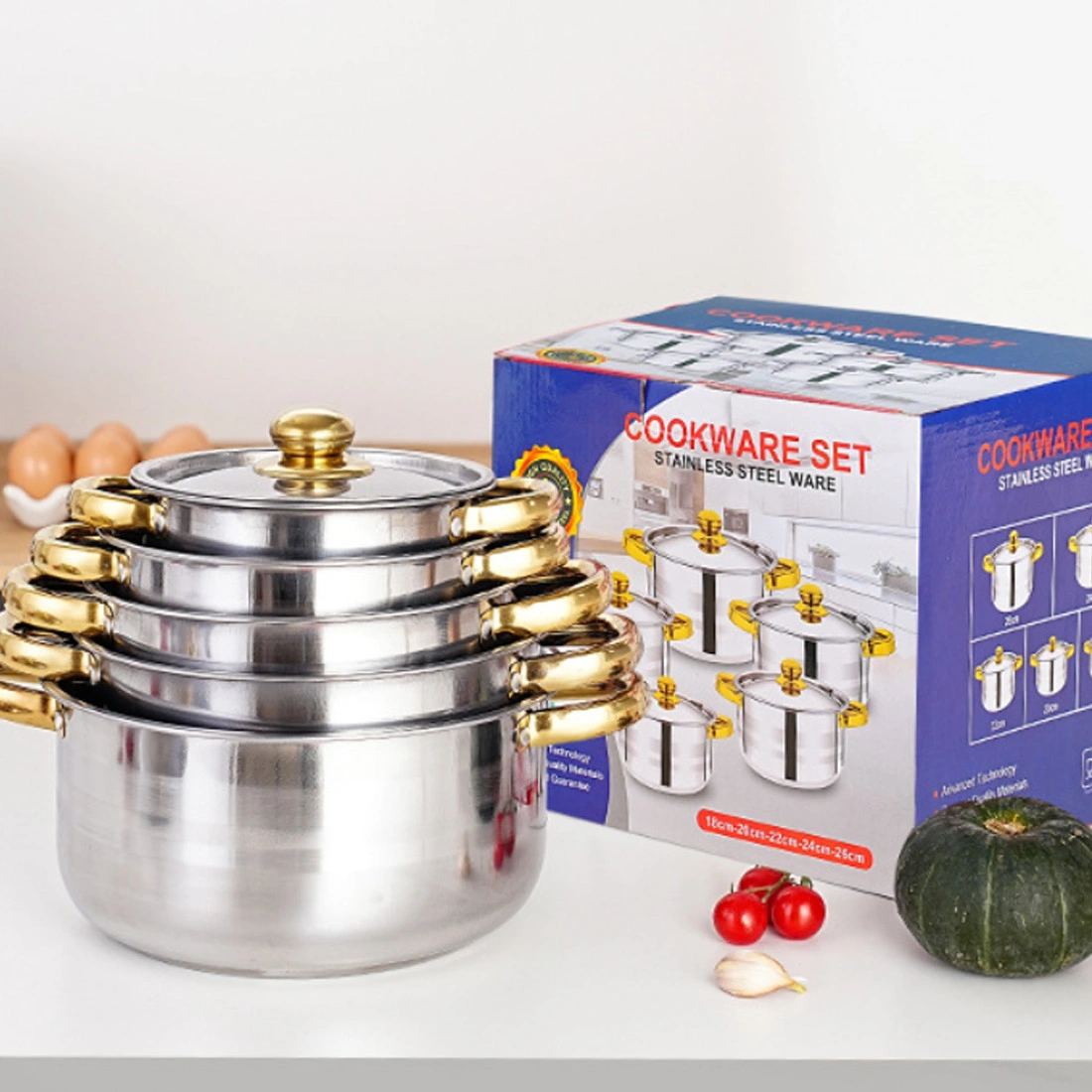 12-Piece Stainless Steel Saucepan Cookware Set with Lids & Spatula - Non-Stick Cooking Pots Kit view 3