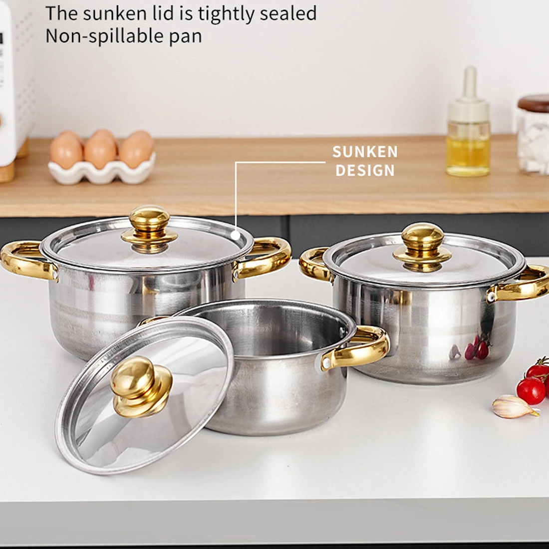 12-Piece Stainless Steel Saucepan Cookware Set with Lids & Spatula - Non-Stick Cooking Pots Kit view 5