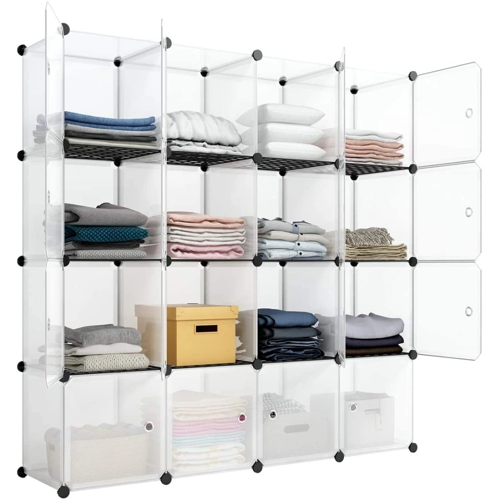 16-Cube Storage Shelf Cube Shelving Bookcase Organizer Closet Toy Cabinet White