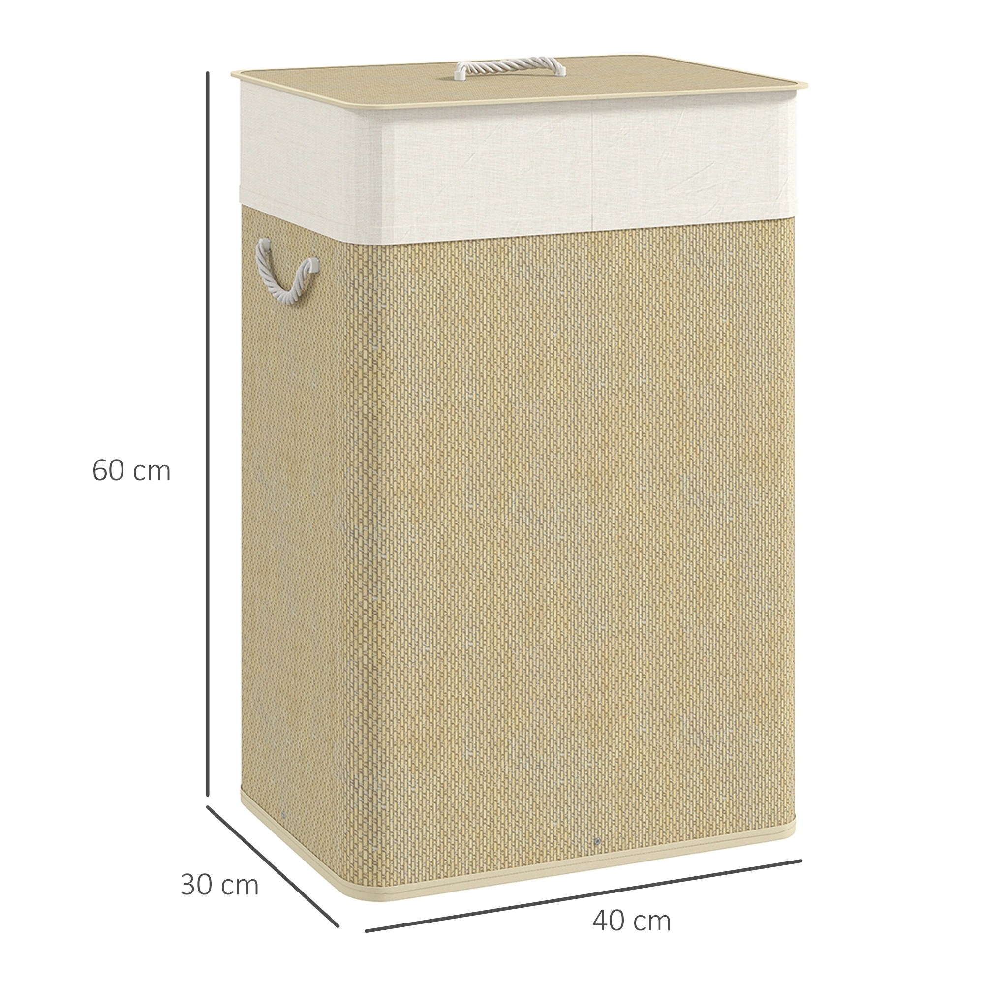 Laundry Hamper Cabinet - Tri-Fold Storage Cupboard, Decorative Hidden Washing Basket Organizer view 2
