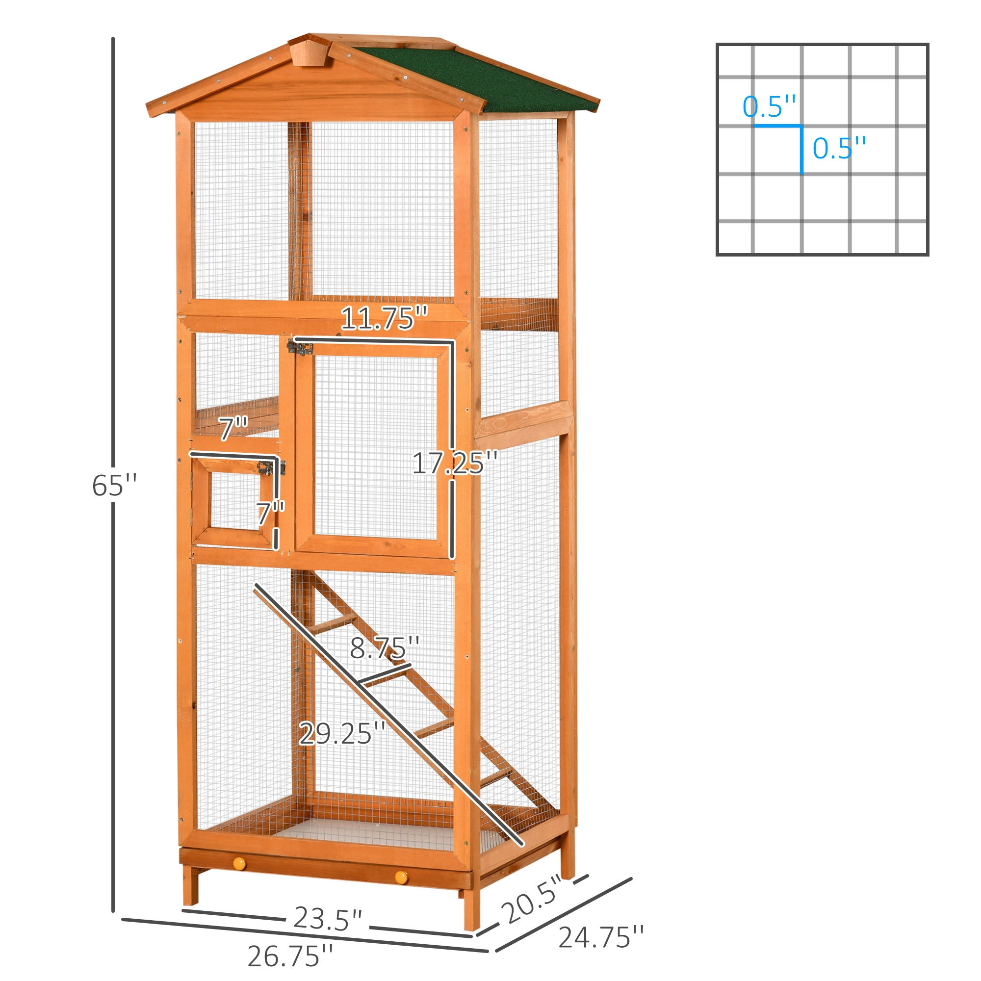 Pet Bird Cage Playtop with Stand, Multi-Level Flight Cage for Parakeet Cockatiel Canary, 31.5"L x 17"W x 47"H, Black Metal Wire view 2