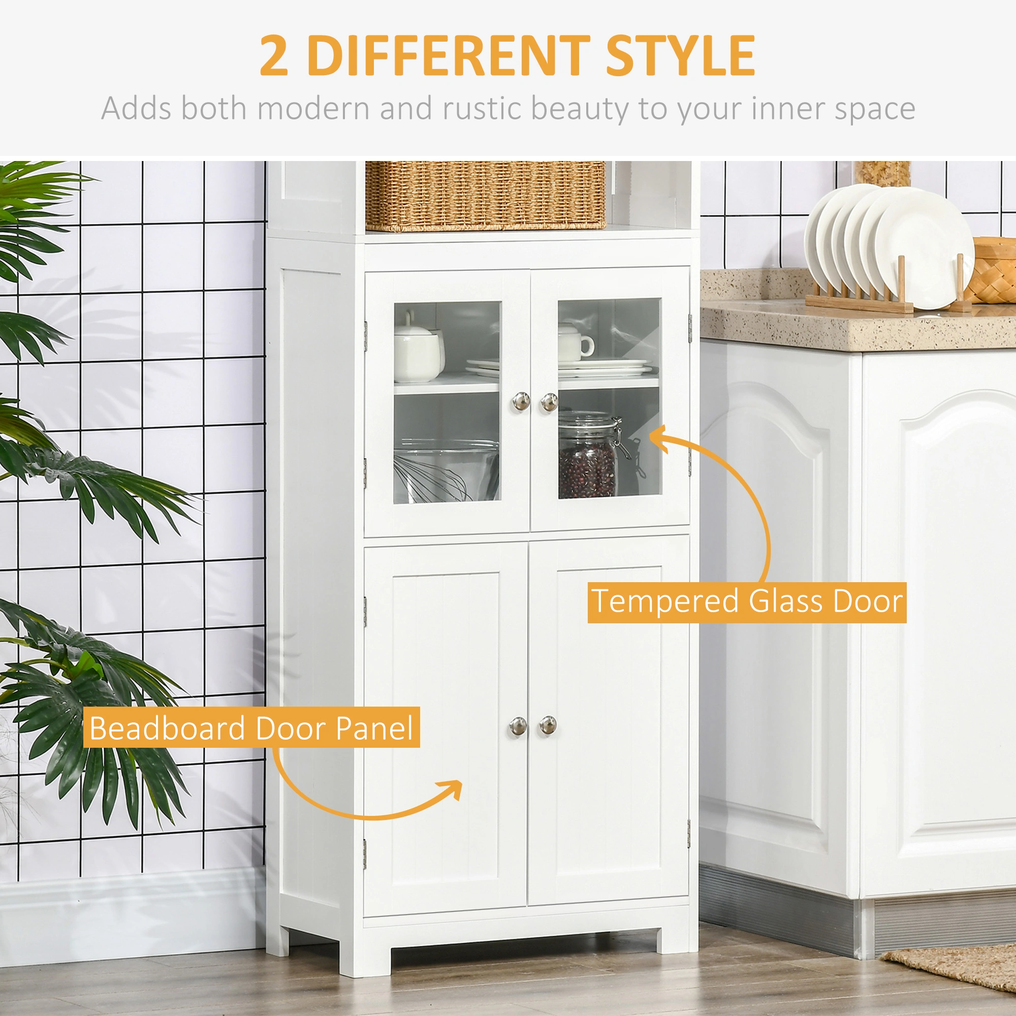 Kitchen Storage Cabinet, 3-Tier Utility Cart, 23.6" W, Freestanding Cupboard with Wheels, Solid Wood, Rustic Brown, Multi-Purpose Organizer view 3
