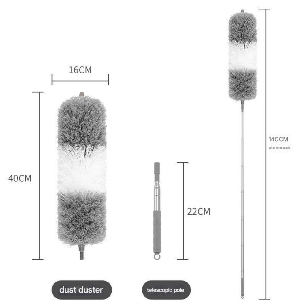 Adjustable Microfiber Duster with Retractable Pole, Removable Dusting Head, Lightweight for High Place Cleaning