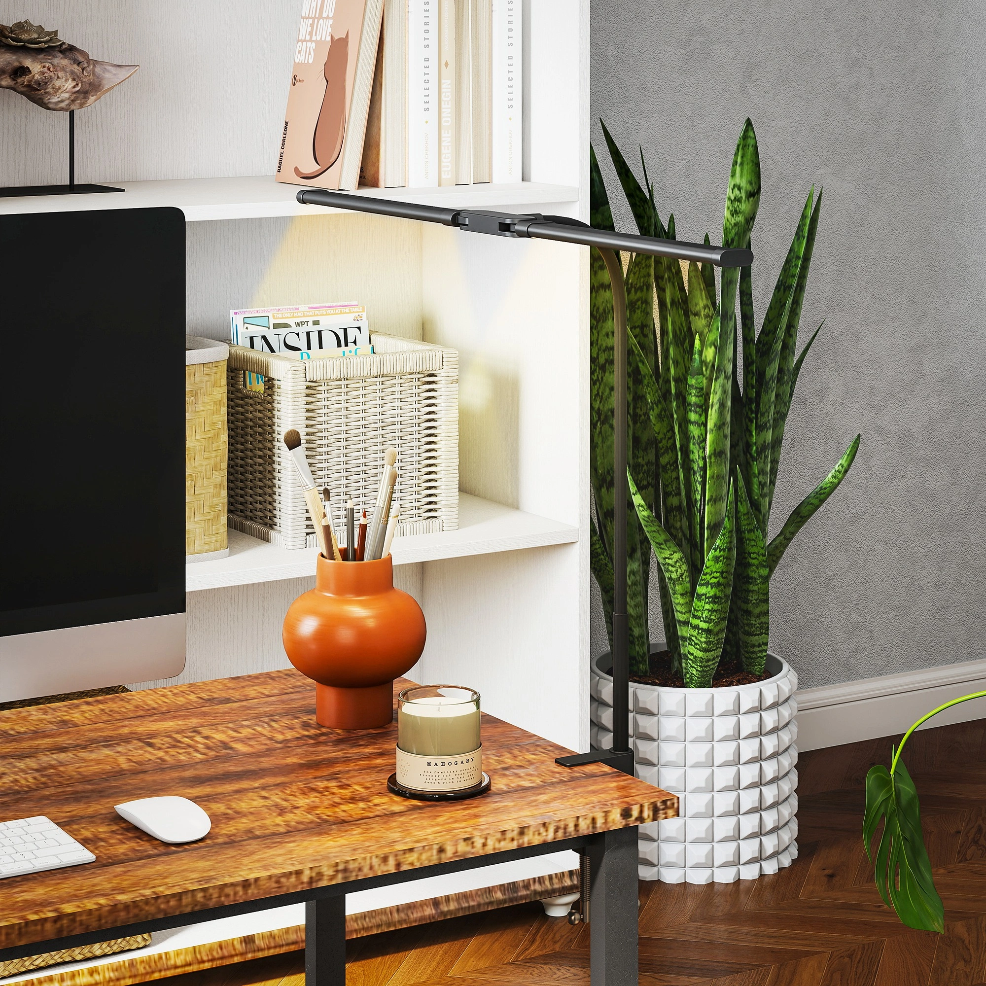6W LED Desk Lamp 5 Color Modes Touch Control Dimmable Reading Light USB Powered Adjustable Gooseneck Black view 5