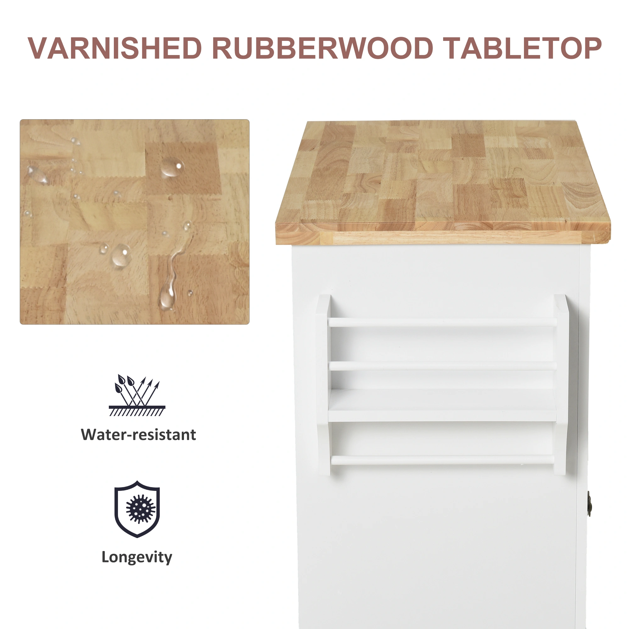 Kitchen Storage Cabinet with Doors and Shelves, Freestanding Pantry Cupboard for Food Organization, White view 3