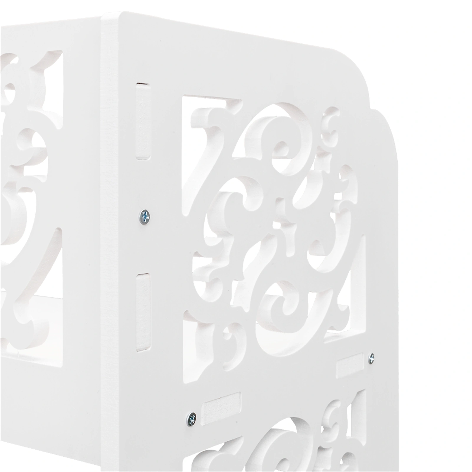 White Wood-Plastic 4-Tier Carved Shoe Rack, Multi-Layer Entryway Organizer Stand, Freestanding Storage Shelf view 4