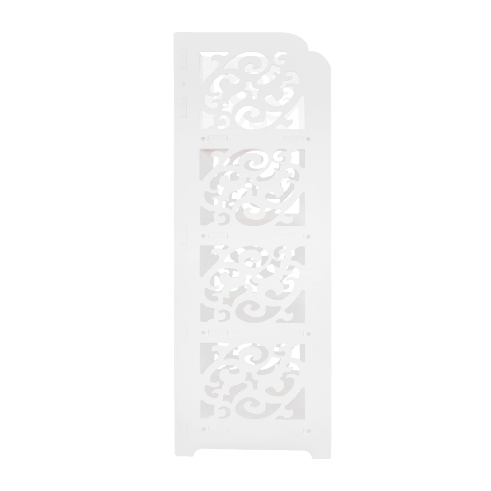 White Wood-Plastic 4-Tier Carved Shoe Rack, Multi-Layer Entryway Organizer Stand, Freestanding Storage Shelf view 7