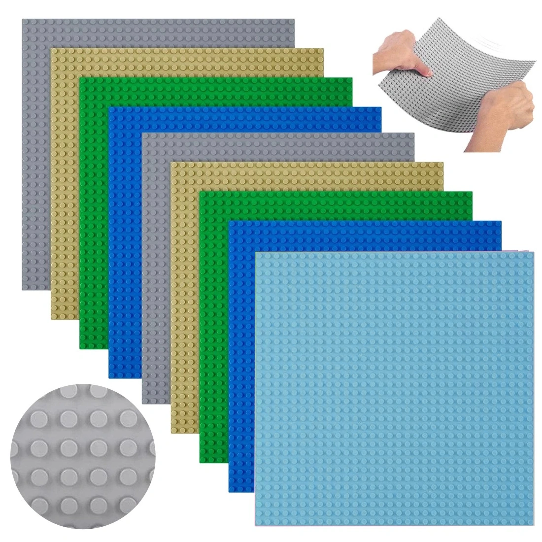 9Pcs Lego Baseboard Set, Multicolor Building Plate Accessory, Educational Toy Display Stand Base for Lego Bricks view 3