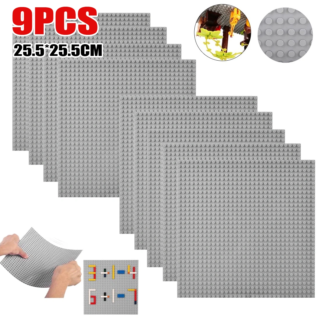 9Pcs Lego Baseboard Set, Multicolor Building Plate Accessory, Educational Toy Display Stand Base for Lego Bricks view 4