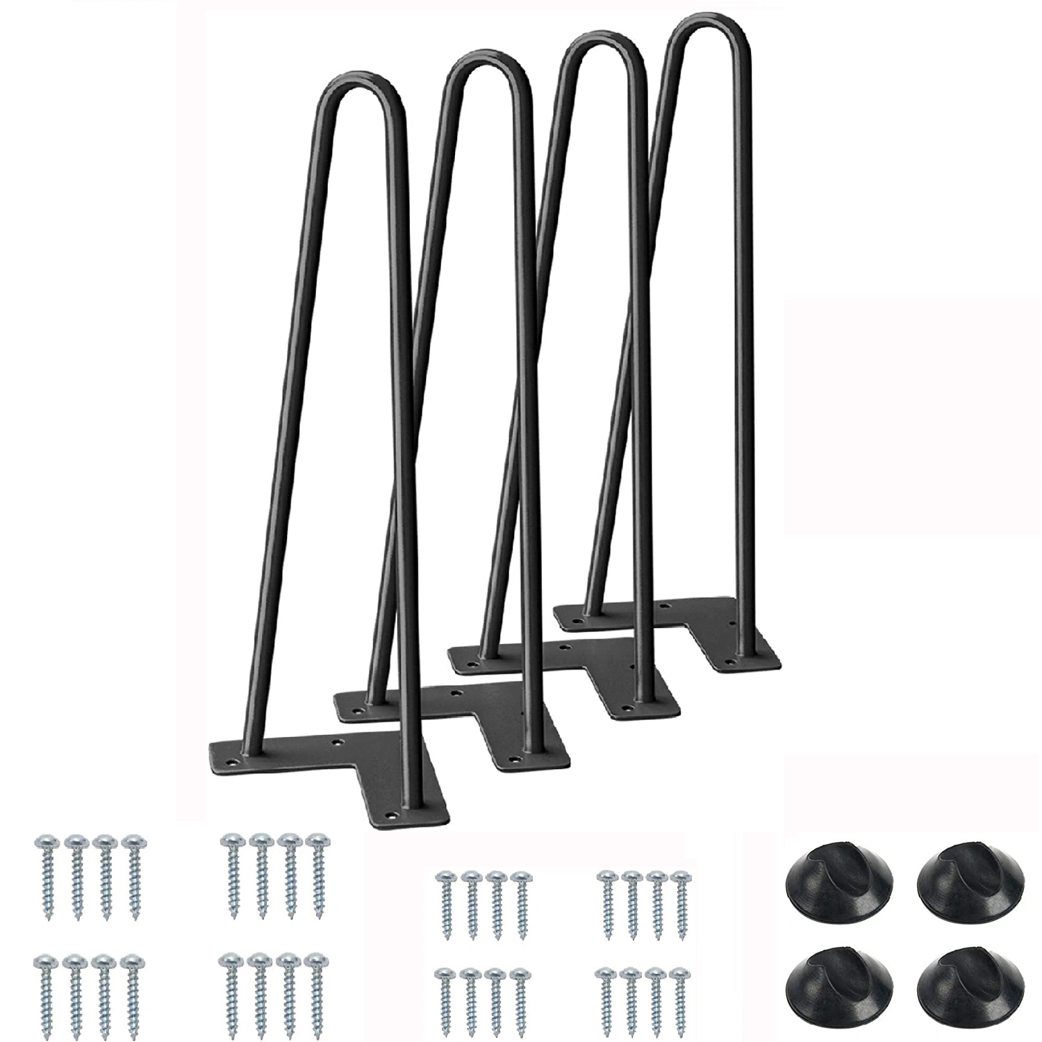 Hairpin Table Legs DIY Kit with 2 Sizes Screws and 4 Floor Protectors - Metal Furniture Legs