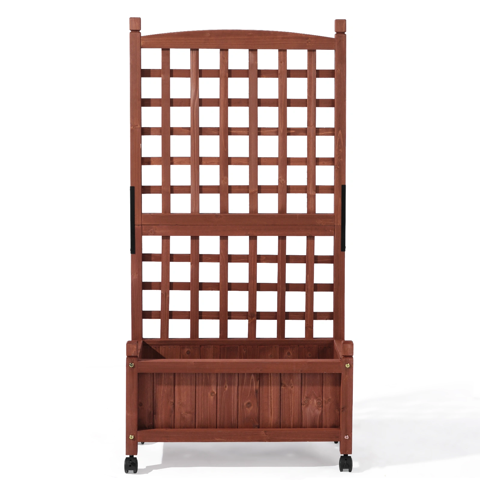 Wooden Planter with Trellis, 50" Tall Elevated Garden Bed Outdoor with Wheels, Freestanding Planter Box with Drainage Holes for Flower, Vegetable, Fruit, Herb in Garden, Patio, Balcony