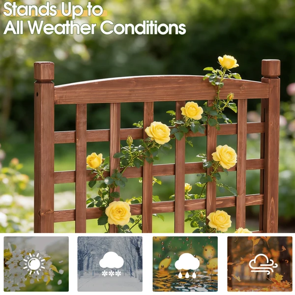 Wooden Planter with Trellis, 50" Tall Elevated Garden Bed Outdoor with Wheels, Freestanding Planter Box with Drainage Holes for Flower, Vegetable, Fruit, Herb in Garden, Patio, Balcony view 2