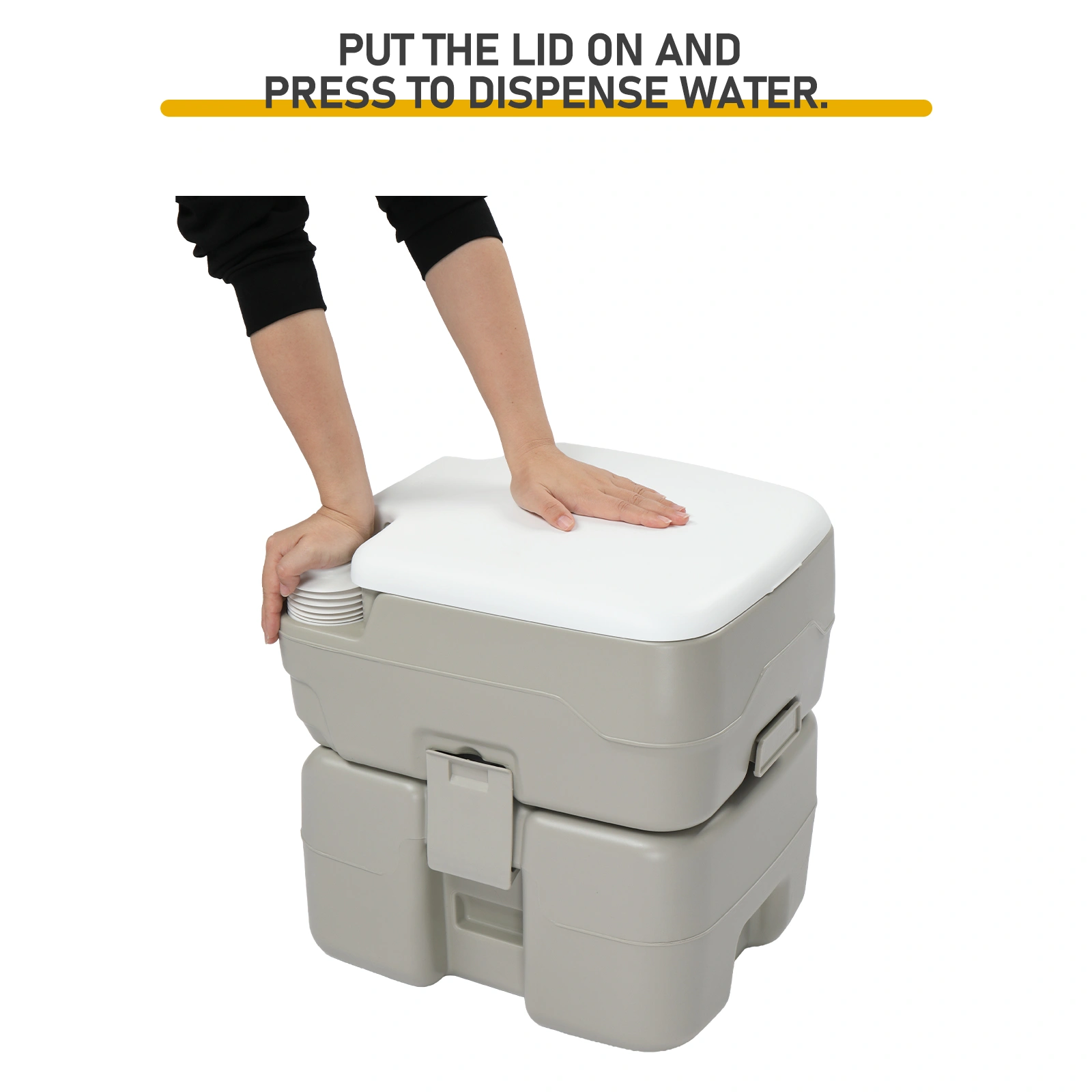 5 Gallon Upgrade Portable RV Toilet with Matching White Lid Ring Waste Holding Tank, Outdoor Hand Wash Station, HDPE Material, White view 12