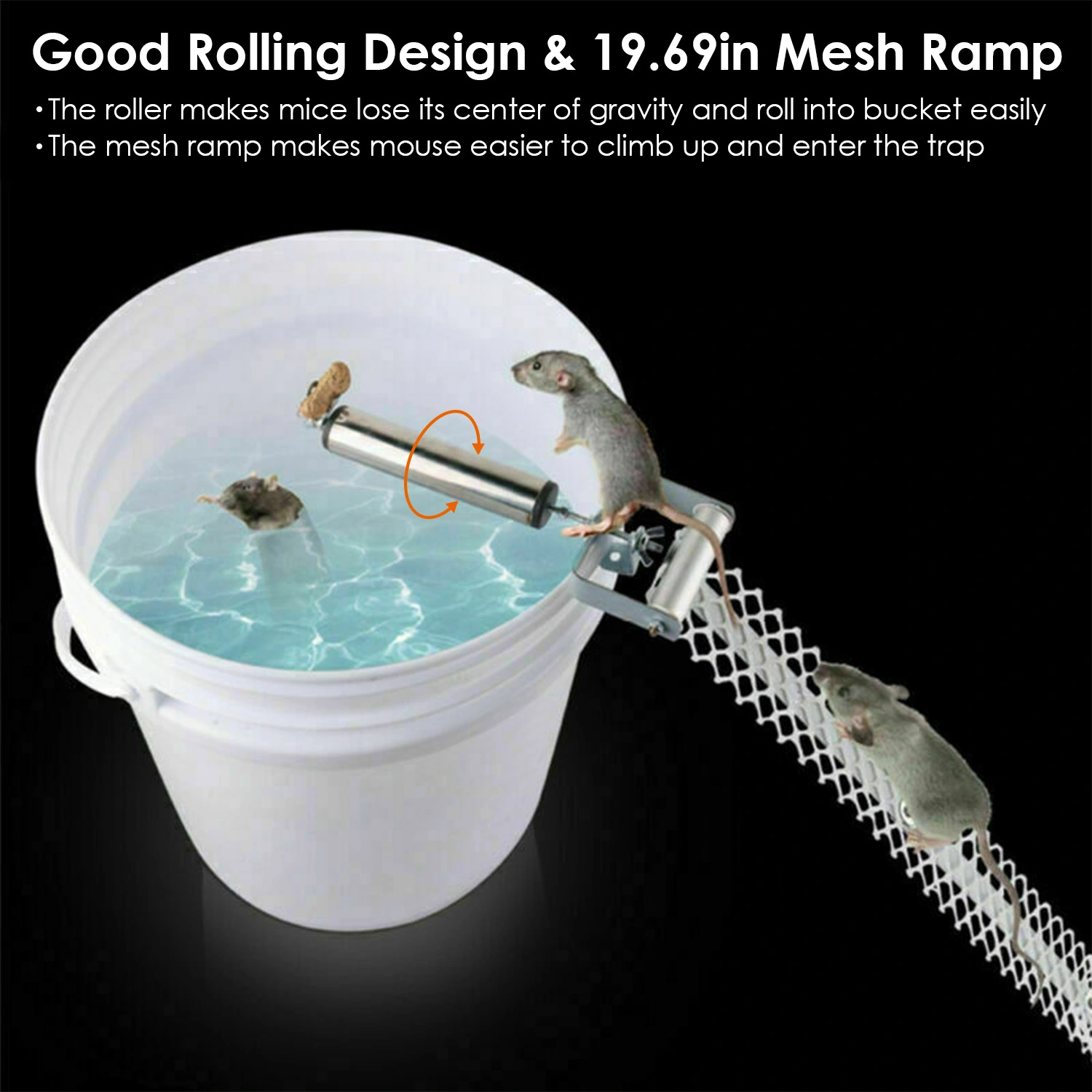 Galvanized Metal Rolling Trap Accessory Kit with 19.69in Mesh Ramp, Fits 1 view 6