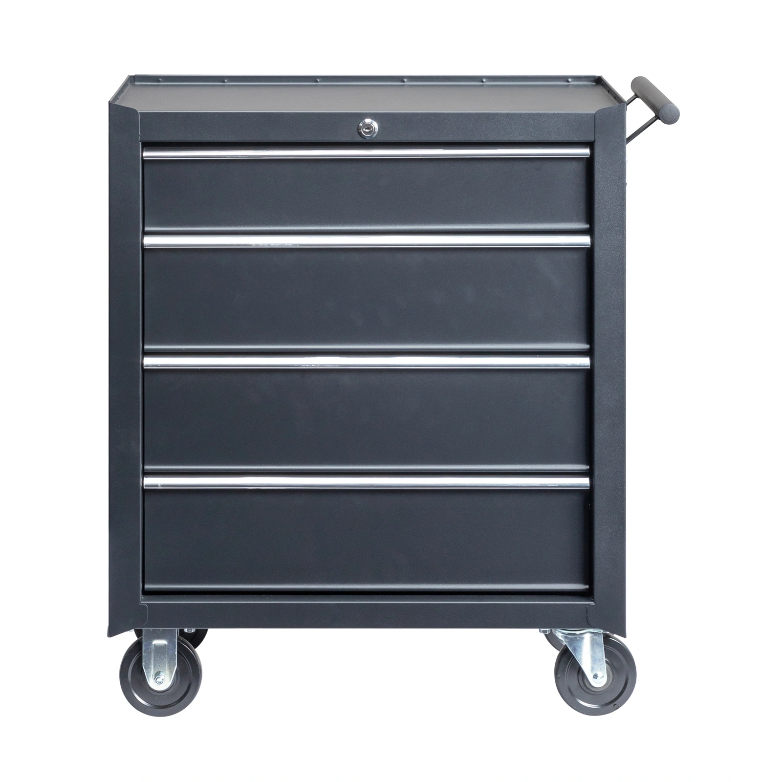 Single-bottom cabinet 4-draw, steel, black 330lb instrument cart, storage room view 19