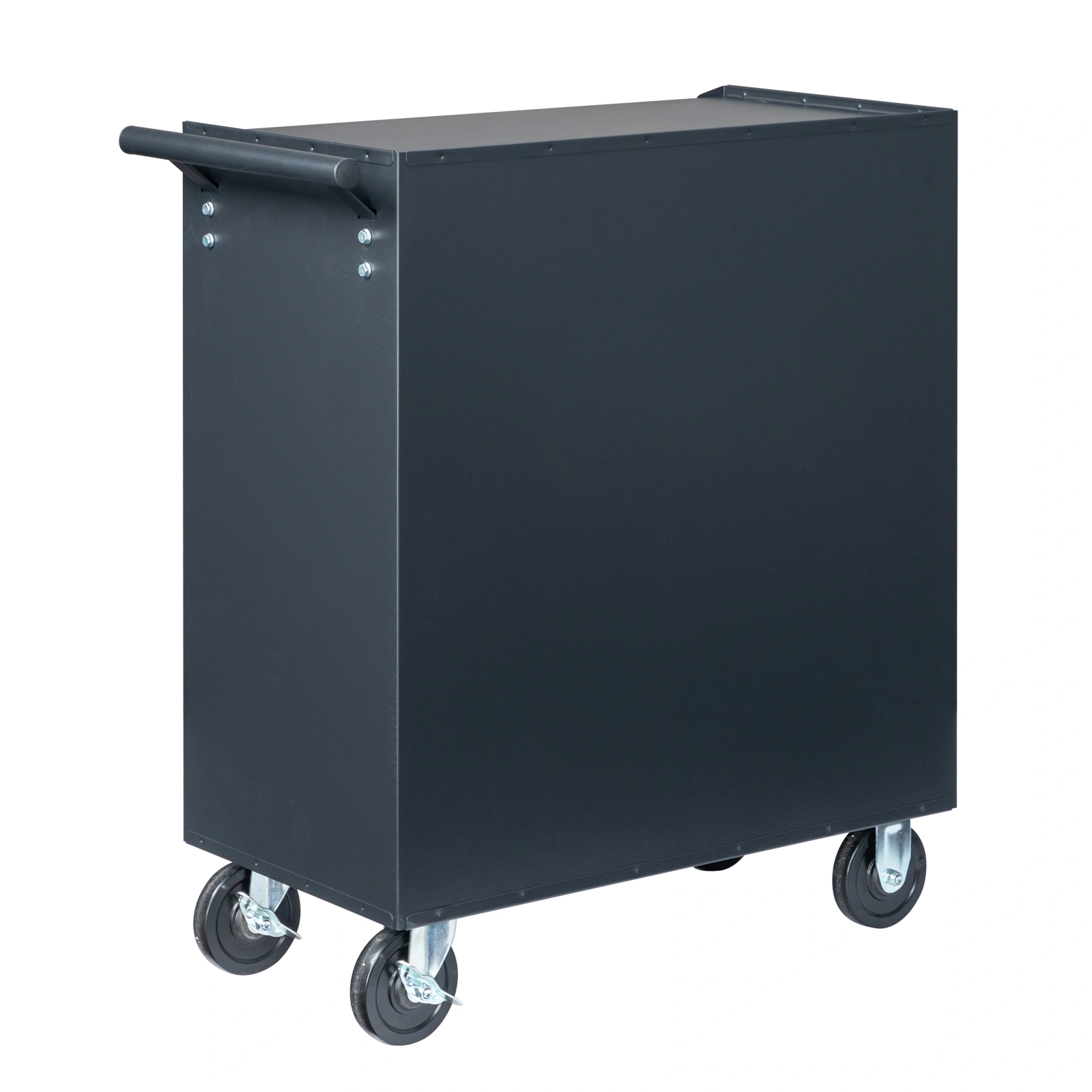 Single-bottom cabinet 4-draw, steel, black 330lb instrument cart, storage room view 28