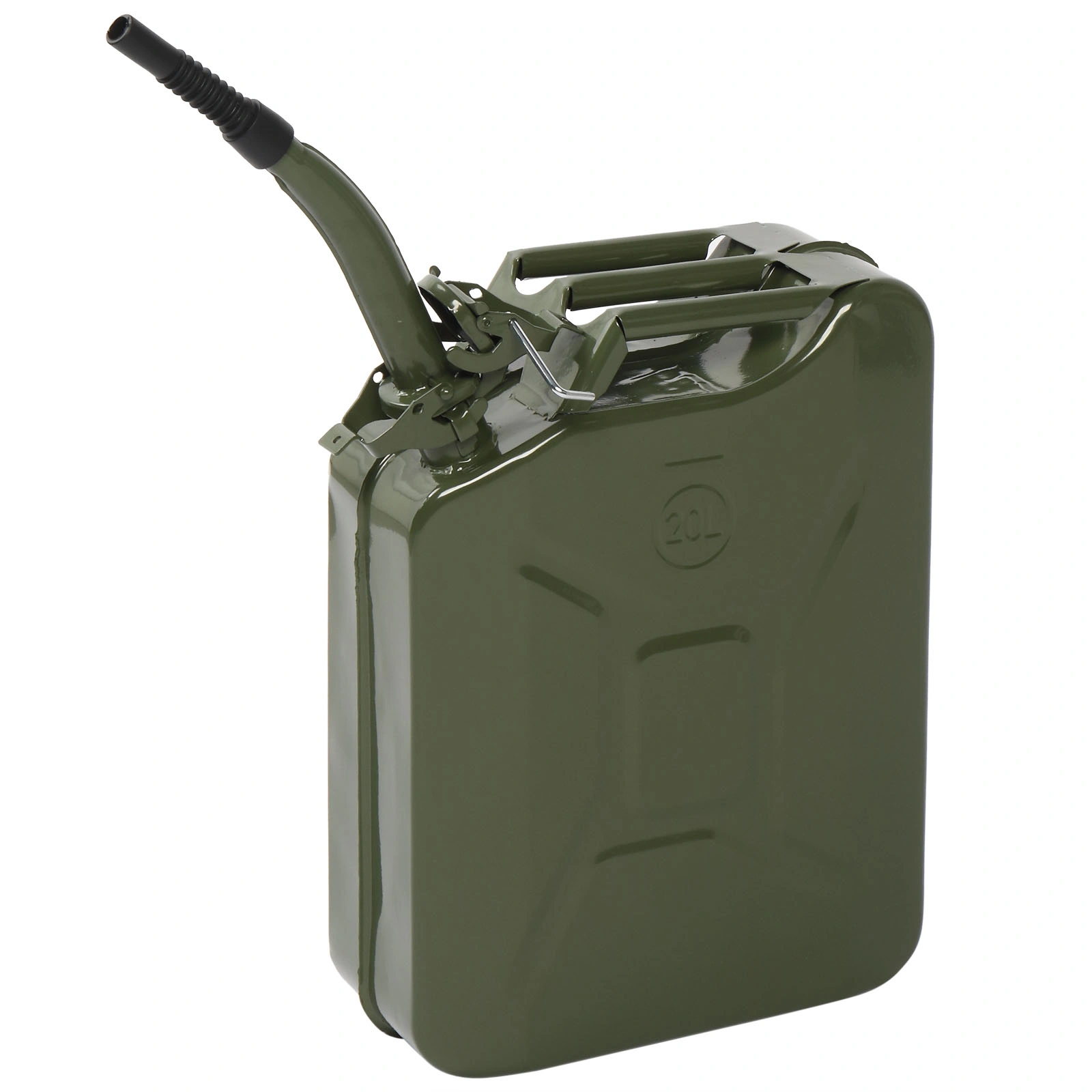 20L Portable Fuel Can for Diesel Petrol Gas & Oil - Army Green Metal Jerry Can view 2