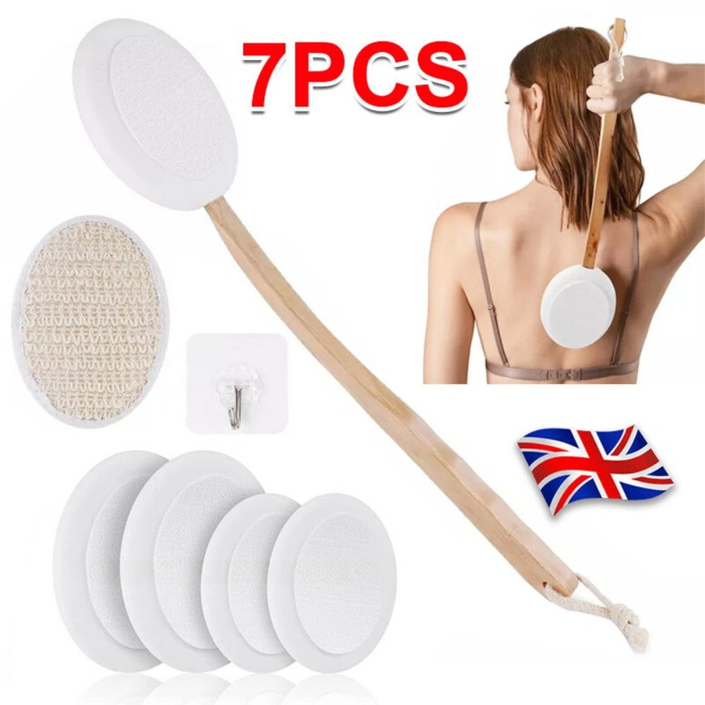 7PCS Back Cream Applicator Lotion Applicator 2 in 1 Body Brush with Beech Handle