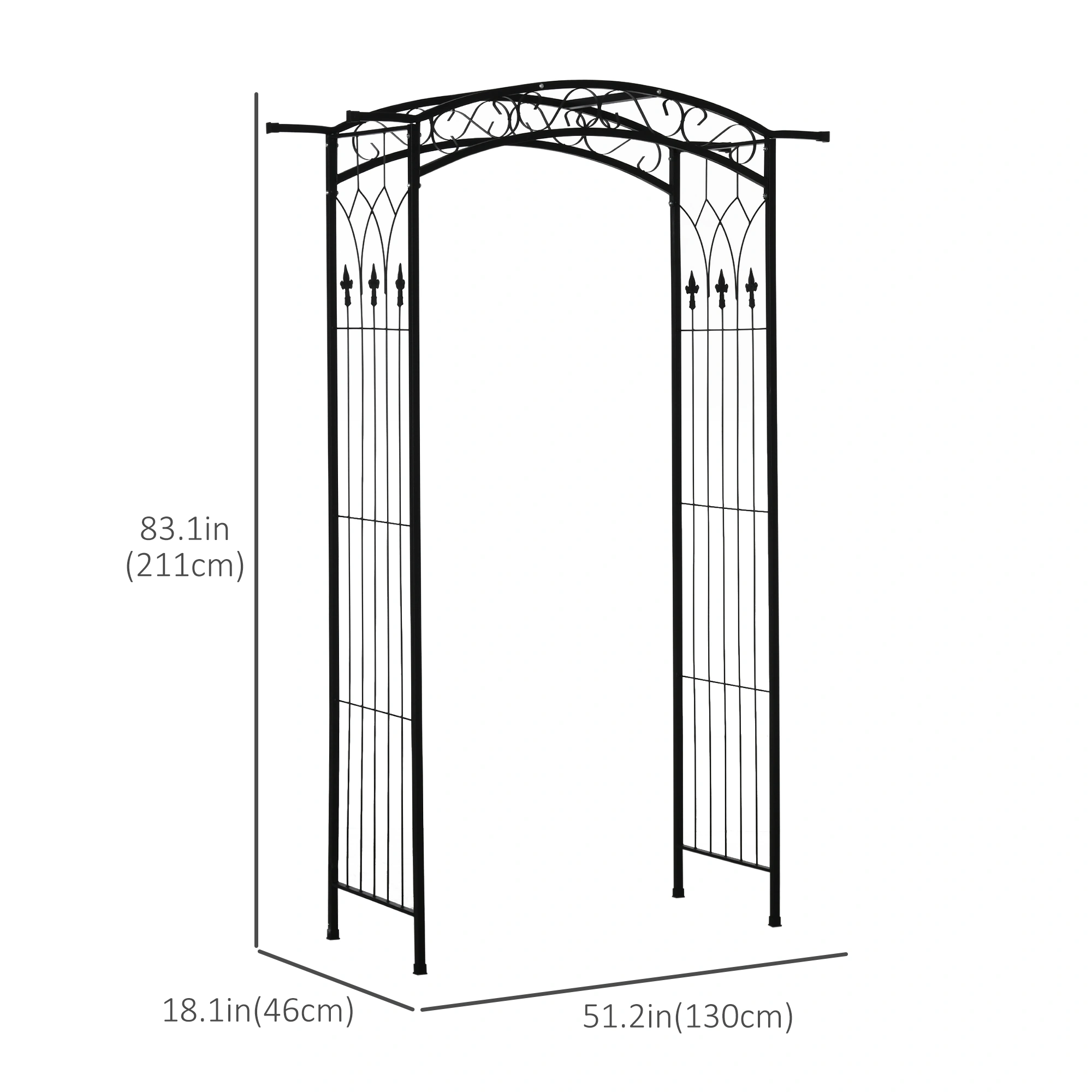 7ft Decorative Metal Garden Arch & Arbor Trellis, Outdoor Plant Climbing Support, Wedding Bridal Party Backdrop view 2