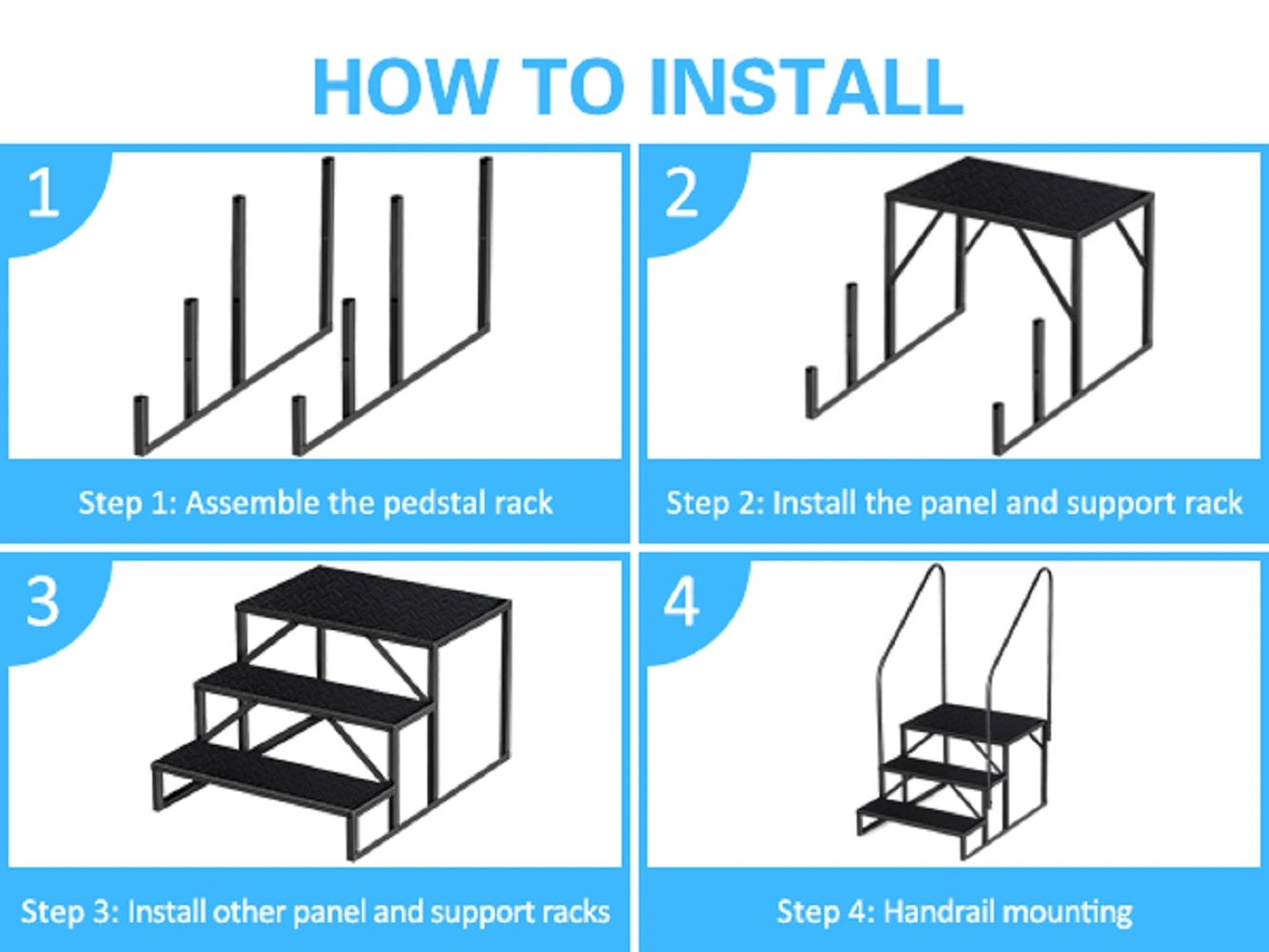 3 Step Pool Ladder with Handrail, Above Ground Swimming Pool Steps, 660 lb Load, Anti-Slip Panel, RV & Mobile Home Stairs view 11
