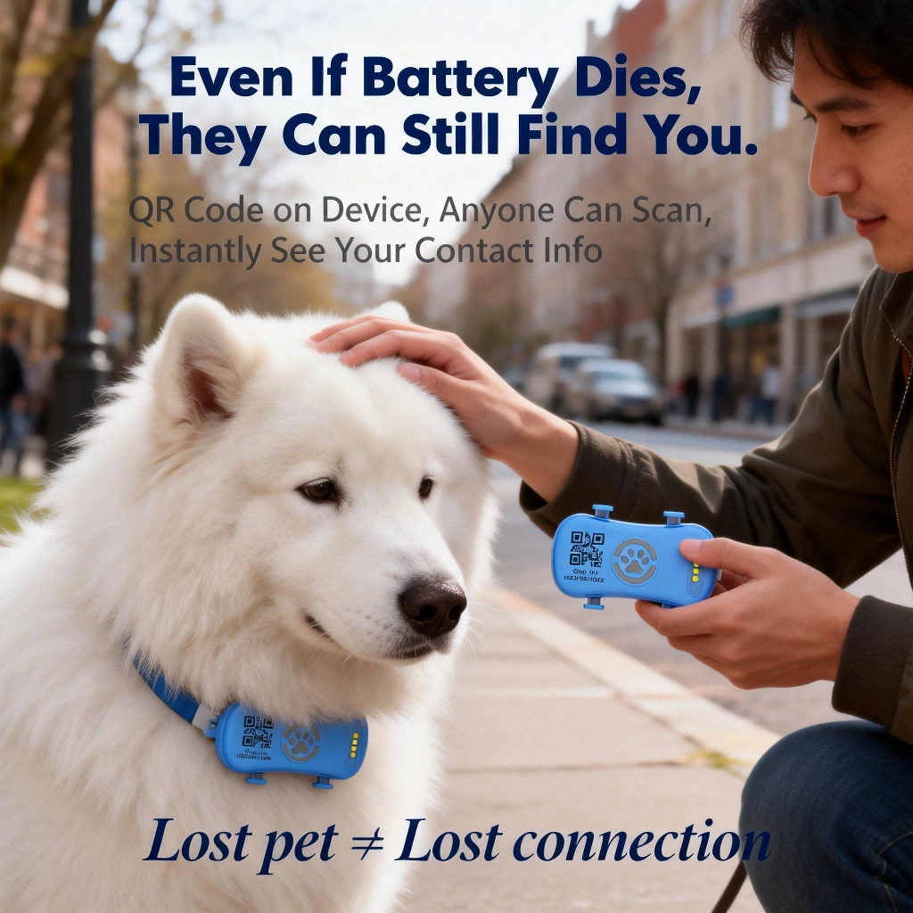 GPS Pet Tracker for Dogs Cats, IoT SIM WiFi Real-Time Tracking, Unlimited Range QR Anti-Lost Device, Subscription Required view 4