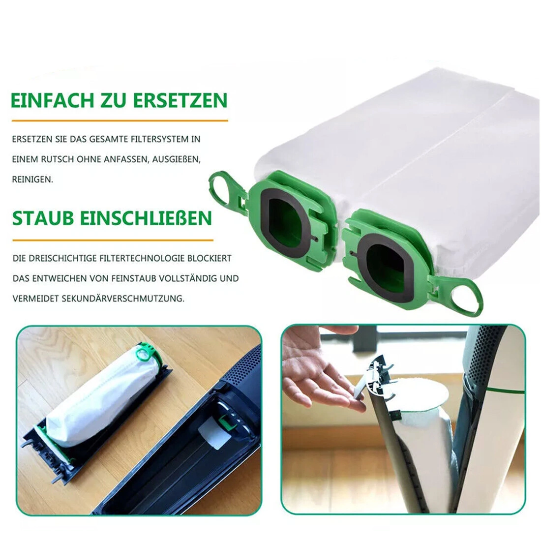20 Pack Vacuum Cleaner Dust Bags Compatible with Vorwerk Kobold VB100 FP100 view 4