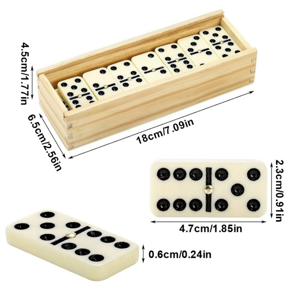 Professional Double Six Dominoes Set, 28 Pieces Wooden Box, Educational Family Game view 5